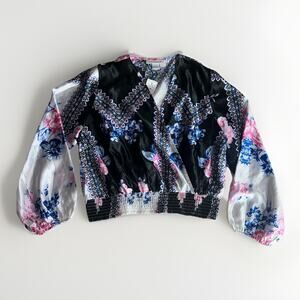 Curvy Girl by Ashley Stewart Floral Satin Wrap Blouse Top Women’s 2X NWT